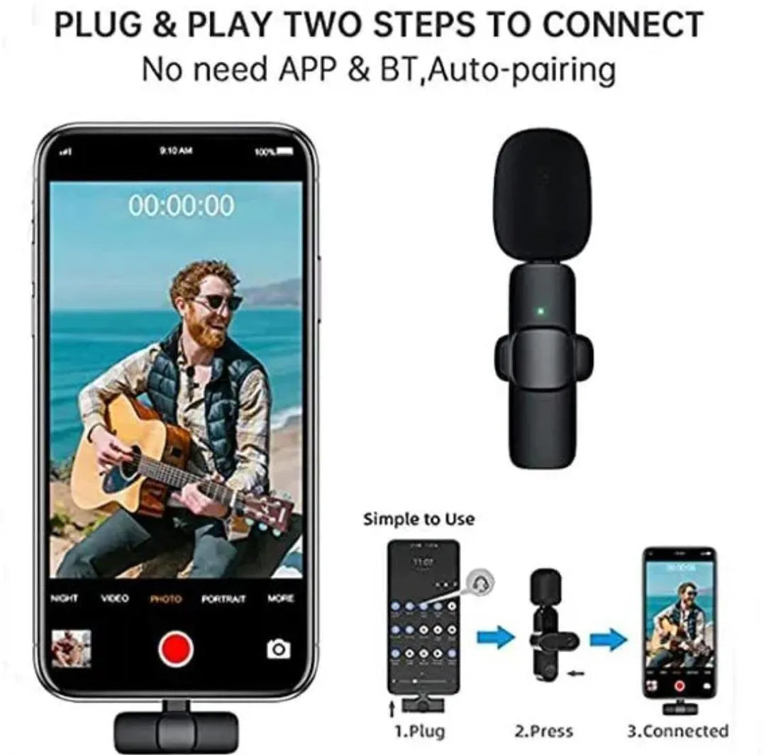 K8 Pro Wireless Lavalier Microphone 3-in-1 Noise Reduction