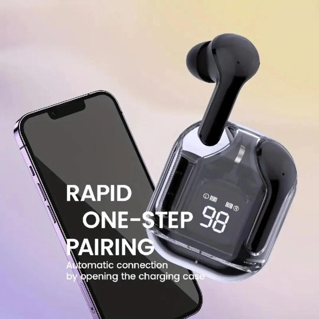 A31 CrystalView Transparent Wireless Earbuds – Black Edition